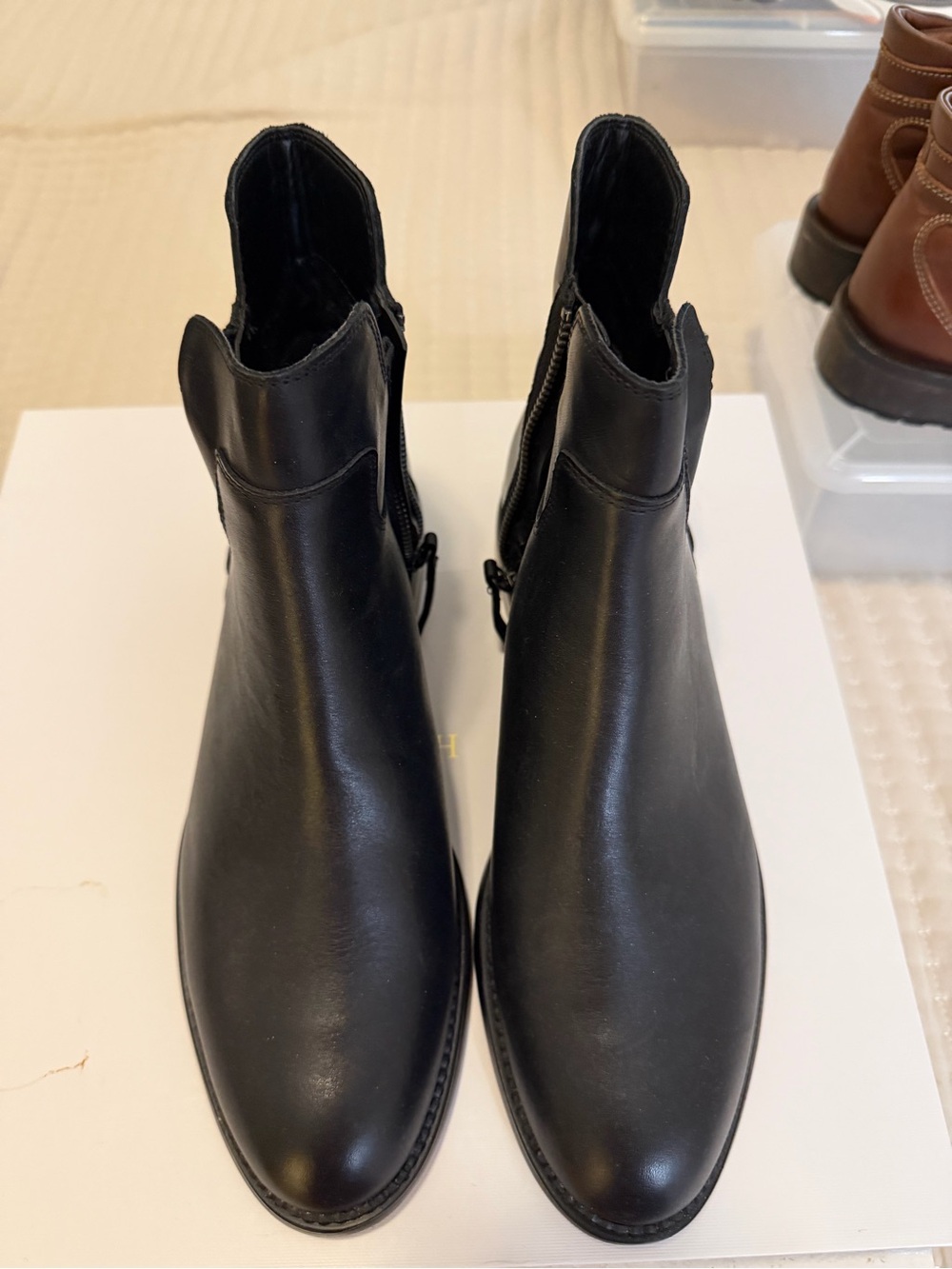 Franco Sarto Black Leather Women's Ankle Booties - Side Zip